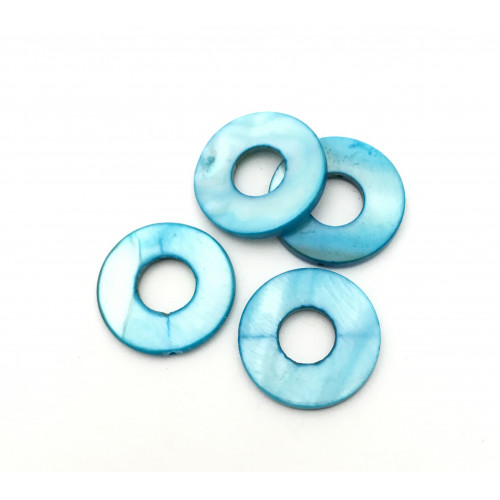 Round 20 mm donut mother-of-pearl shell blue beads*